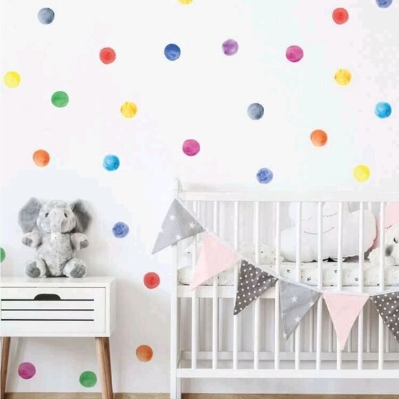 Rainbow Polka Dot Wall Stickers - Picture 1 of 9